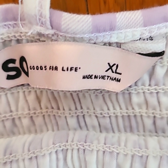 SO BRAND WOMENS JUNIOR PURPLE AND WHITE SMOCKING SUMMER TANK TOP SIZE XL - Picture 6 of 13